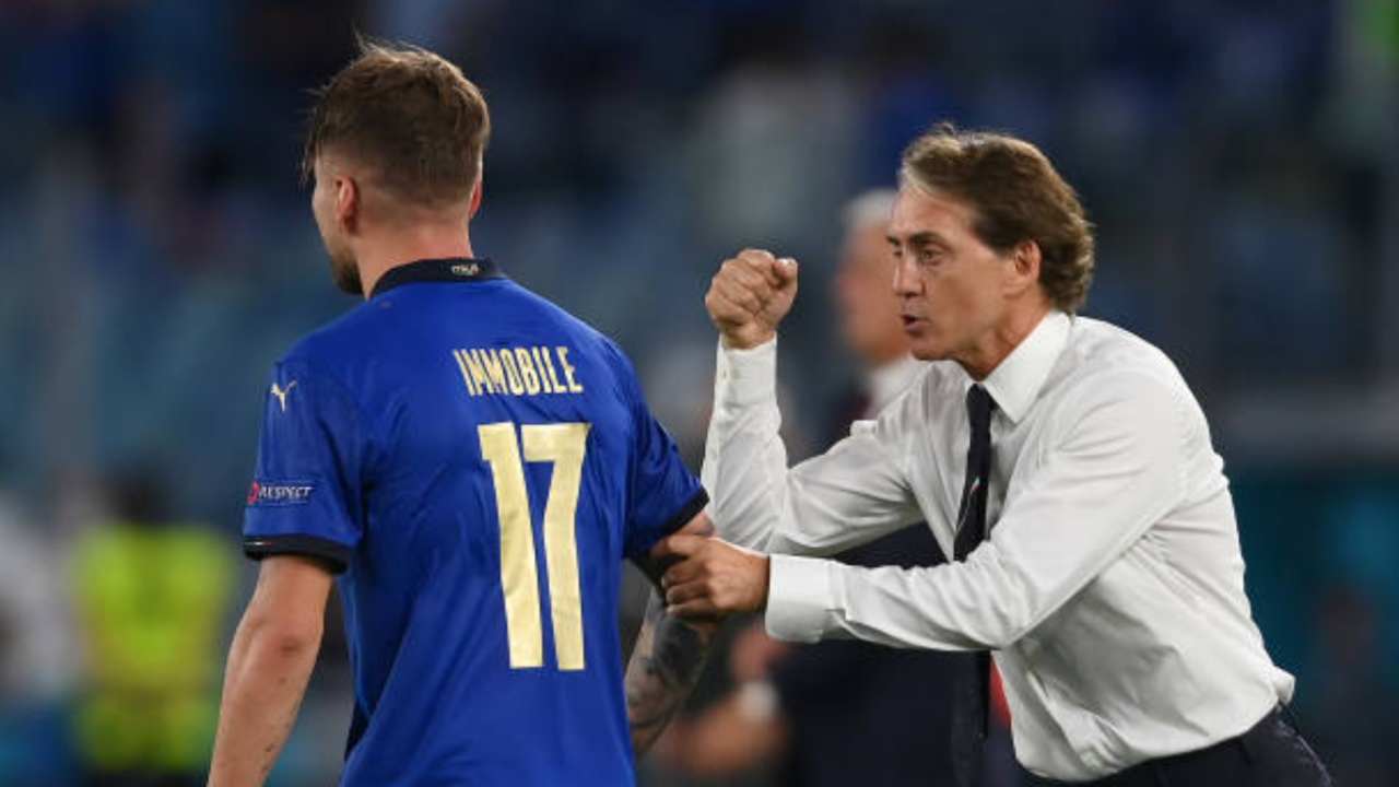 Immobile e Mancini, l'attaccante e l'allenatore della nazionale
