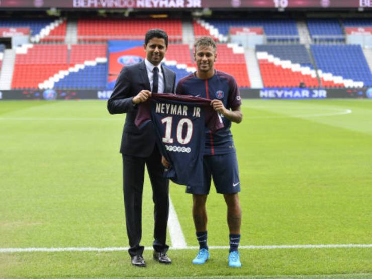 Neymar e Al-Khelaïfi, il presidente del PSG