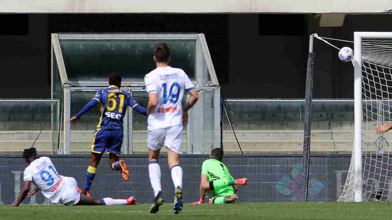 Gol Zapata a Verona - foto LaPresse