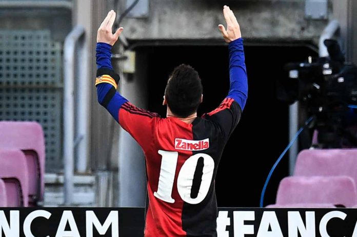 L'esultanza di Messi in ricordo di Maradona (GettyImages) messi maradona