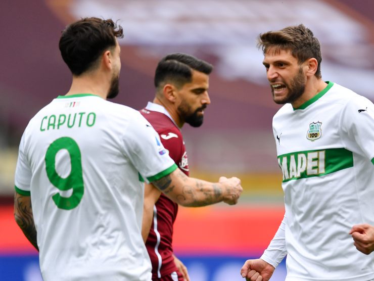 Berardi esulta con Caputo - Getty Images