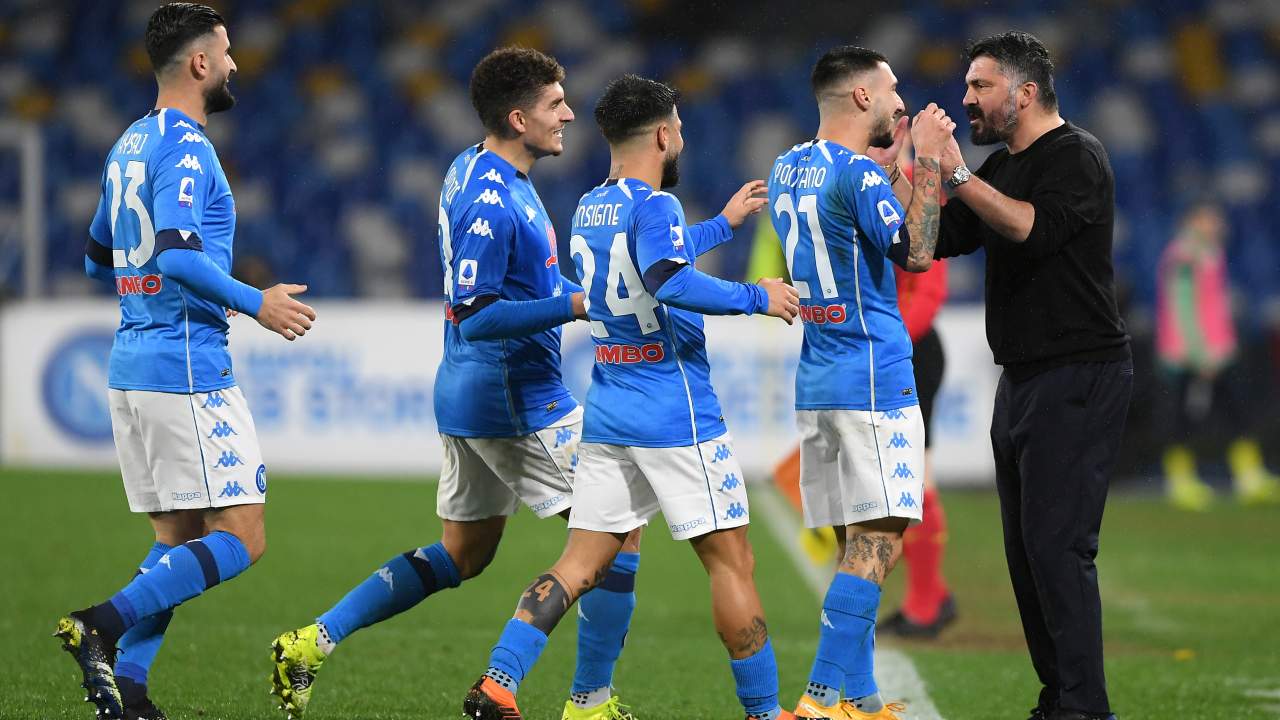 Gattuso e i giocatori del Napoli - Getty images