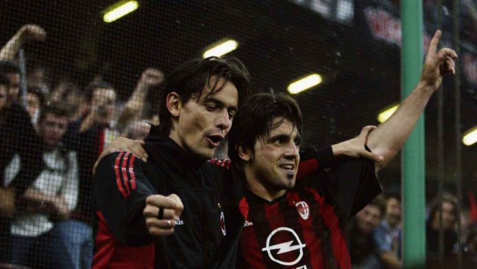 Inzaghi e Gattuso, calciatori e poi allenatori del Milan inzaghi gattuso calciatori allenatori