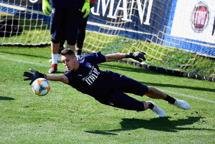 Pierluigi Gollini in allenamento con la nazionale azzurra