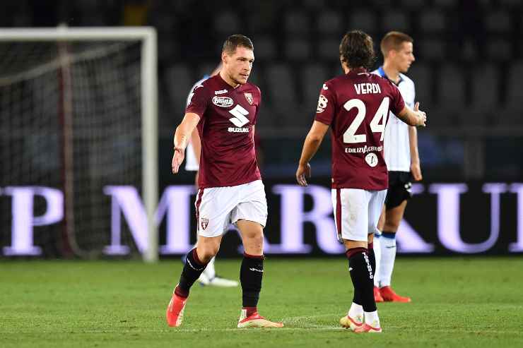 Andrea Belotti e Simone Verdi in campo con la maglia del Torino