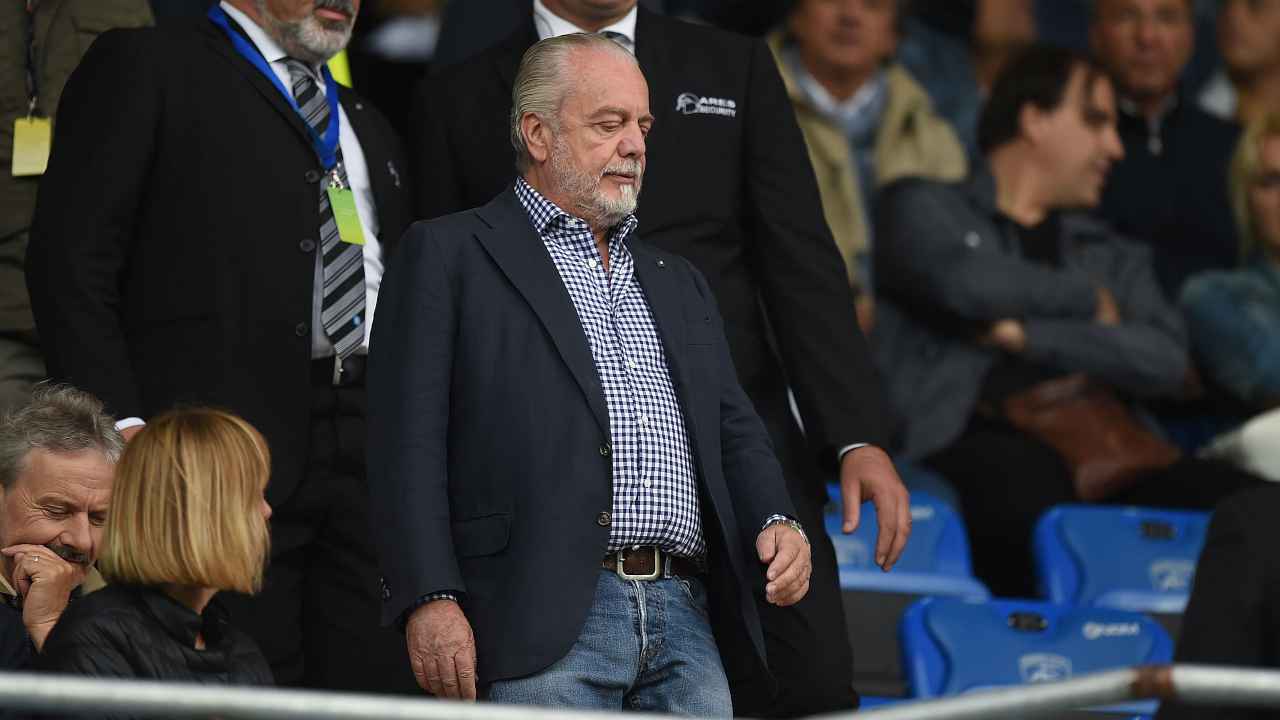 Napoli, Aurelio De Laurentiis in tribuna