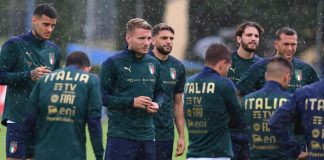 Serie A, Alcuni giocatori dell'Italia in allenamento