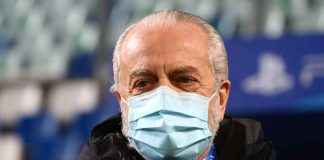 Napoli, Aurelio De Laurentiis con la mascherina