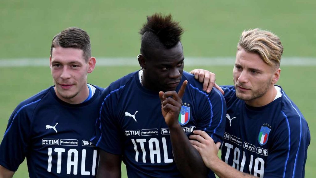 Mario Balotelli con Immobile e Belotti