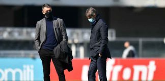 Milan messaggio, Paolo Maldini e Frederic Massara in piedi
