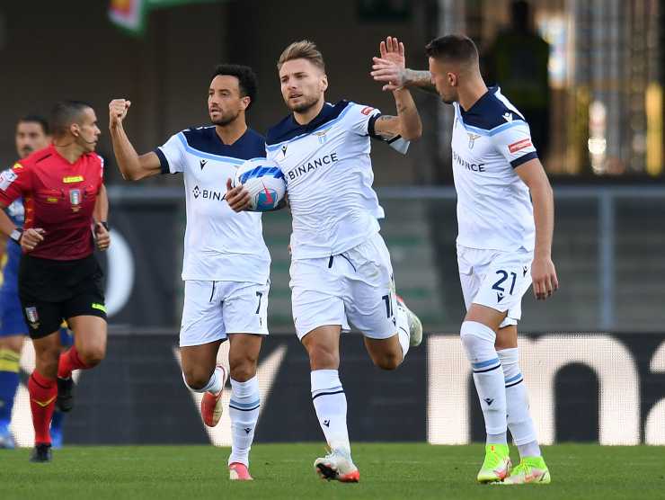 Ciro Immobile con Felipe Anderson e Milinkovic