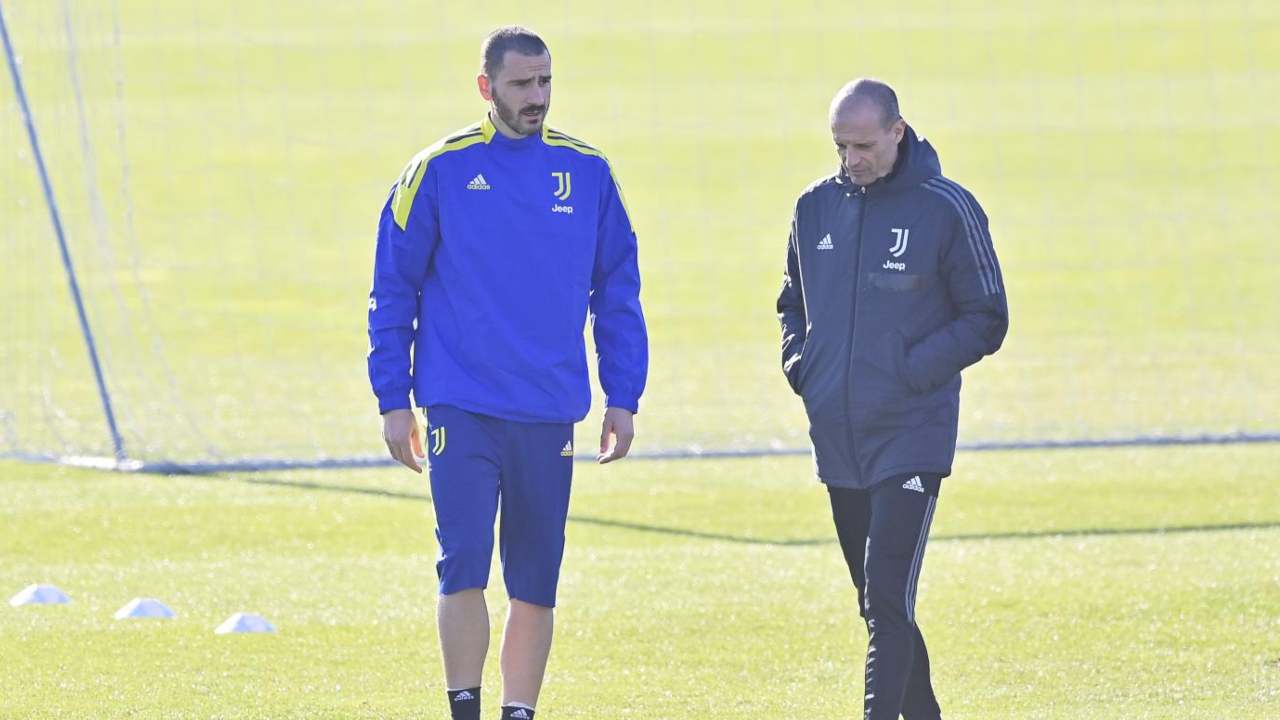 Bonucci e Allegri - foto LaPresse