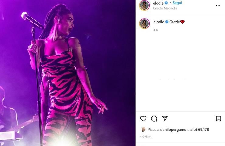 Elodie in versione 'tigrata' sul palco: vestito illegale - FOTO
