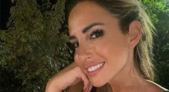 Giorgia Rossi, sgabello in difficoltà: vestito aderente e forme strabilianti