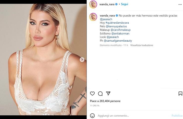 Wanda Nara, l'abito fa vedere tutto: scollatura sempre più incontenibile